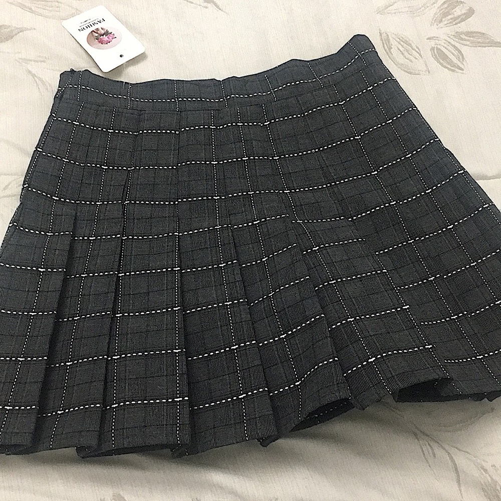 Grey Plaid Mini Skirt